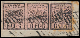 N° 6A '1860, 5 Baj Karmijnroze' (strip V - Papal States