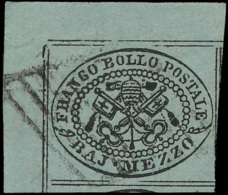 N° 1a '1852, 1/2 Baj Blauwachtiggrijs' H - Papal States