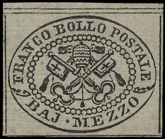N° 1 '1852, 1/2 Baj Grijs' Zonder Gom, Z - Stato Pontificio