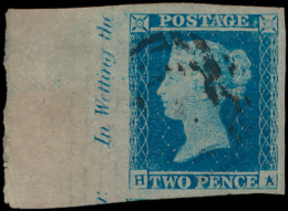 N° 14 '1841, 2d Blue' Mooi Gerand (met L - Gebruikt