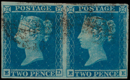 N° 14 '1841, 2d Blue' (Horizontaal Paar) - Used Stamps