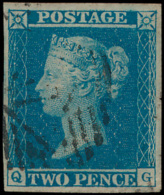 N° 14 '1841, 2d Blue' Volrandig, Zm (SG - Usati