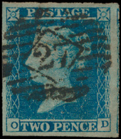N° 14 '1841, 2d Blue' Met Deel Van Buurz - Used Stamps