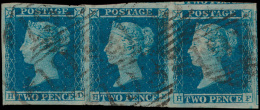 N° 14 '1841, 2d Blue' (prachtige Strip V - Used Stamps