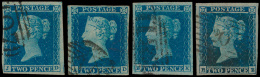 N° 14/15 '1841, 2d Blue' (4 Zegels) Prac - Usati