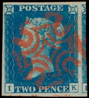 N° 8 '1840, 2d Blue Red Maltese Cross' P - Gebruikt