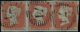 N° 8 '1841, 1d Red-brown' (mooie Strip V - Usati