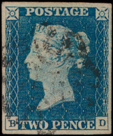 N° 5 '1840, 2d Blue, Black Maltese Cross - Oblitérés