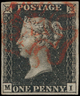 N° 2 '1840, 1d Black, Red Maltese Cross' - Used Stamps