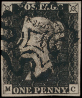 N° 2 '1840, 1d Black, Black Maltese Cros - Usati