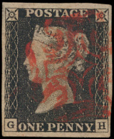 N° 2 '1840, 1d Black, Red Maltese Cross' - Usati