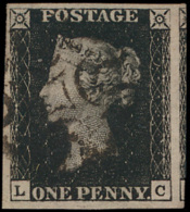 N° 2 '1840, 1d Black, Black Maltese Cros - Used Stamps