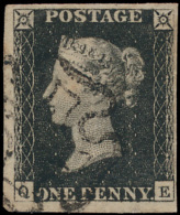 N° 2 '1840, 1d Black, Black Maltese Cros - Used Stamps