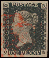 N° 2 '1840, 1d Black Red Maltese Cross' - Used Stamps