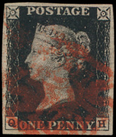N° 1 '1840, 1d Intense Black, Hardly Vis - Used Stamps