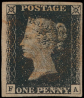 N° 1 '1840, 1d Intense Black, Hardly Vis - Used Stamps