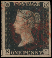 N° 1 '1840, 1d Intense Black, Faint Red - Used Stamps