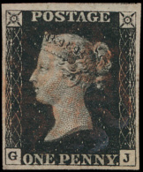 N° 1 '1840, 1d Intense Black, Faint Red - Used Stamps