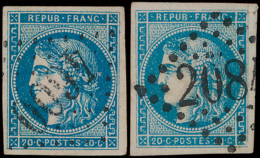 N° 45 B '20c Bleu' (2x) Verschillende Ti - 1871-1875 Ceres