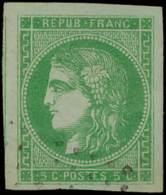 N° 42 B '5c Vert-jaune' Zeer Breed Geran - 1871-1875 Cérès
