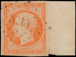N° 16 '40c Orange' Met Enorme Bladboord, - 1852 Louis-Napoléon