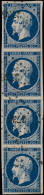 N° 14Ab  '20c Bleu-noir' (strip Van 4) Z - 1852 Louis-Napoléon