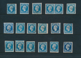 N° 14A  '20c Bleu' (18x), Zeer Goed Gera - 1852 Louis-Napoleon