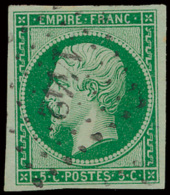 N° 12  '5c Vert' Breed Gerand, Zeer Mooi - 1852 Louis-Napoléon