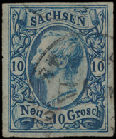 N° 13c '10 Ngr Blauw' Zeer Breed Gerand, - Saxony