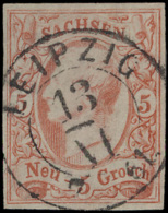 N° 12 '5 Ngr Oranje' Zeer Mooi Gerand, P - Saxony