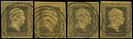 N° 4 '1850, 3 Sgr Zwart Op Geel' (4x) Di - Autres & Non Classés