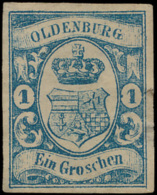 N° 12 '1 Gr Blauw' Mooi Gerand, Licht Ge - Oldenburg