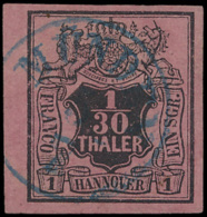 N° 3b '1/30 Thaler Zwart Op Roze', Breed - Hanovre