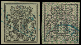 N° 1 En 9 '1850/56, 1 Gr, Beide Types' Z - Hanovre