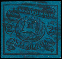 N° 7 '1853, 2 Sgr Zwart Op Blauw' Zm (Mi - Brunswick