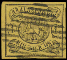 N° 6 '1853, 1 Sgr Zwart Op Geel', Zm (Mi - Braunschweig