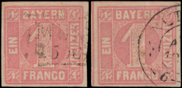 N° 3 '1850, 1 Kr Lichtlilarood' (2x) Bei - Andere & Zonder Classificatie