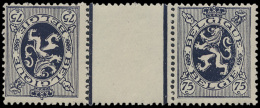 KT 11 'Heraldieke Leeuw 75c Zwartviolet' - Tete Beche  [KP] & Interpannelli [KT]
