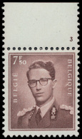 N° 1070 '7,50F Lichtbruin' Plaatnr. 3, Z - 1953-1972 Brillen