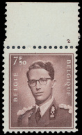 N° 1070 '7,50F Lichtbruin' Plaatnr. 2, Z - 1953-1972 Glasses