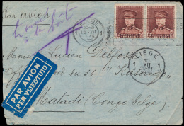N° 321 (2x), Op Luchtpostbrief Uit Luik - 1931-1934 Kepi