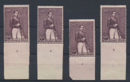 N° 302 '60c Leopold I' (4x), Plaatnrs. 3 - Unused Stamps