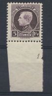N° 217 '5F Violet' Plaatnr. 1, Zm. - 1921-1925 Kleine Montenez