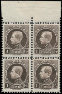 N° 214 B '1Fr Zwartbruin' (blok Van 4) M - 1921-1925 Small Montenez