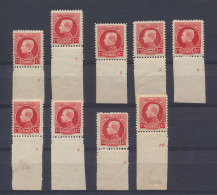 N° 212 '75c Vermiljoen' Set Plaatnrs. 1/ - 1921-1925 Piccolo Montenez