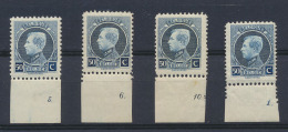 N° 211 '50c Grijsblauw' (3x), Plaatnrs. - 1921-1925 Small Montenez