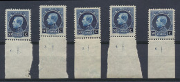 N° 187 '50c Donkerblauw' Met 5 Plaatnrs. - 1921-1925 Petit Montenez