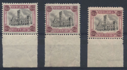 N° 182A (3x), Met Bladboordje En 3 Versc - Unused Stamps
