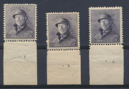 N° 169A '15c Violet' (3x), Plaatnr. 1, 4 - 1919-1920 Albert Met Helm