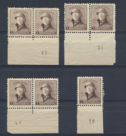 N° 165 '1c Violetbruin' (7x), Met 4 Vers - 1919-1920 Albert Met Helm